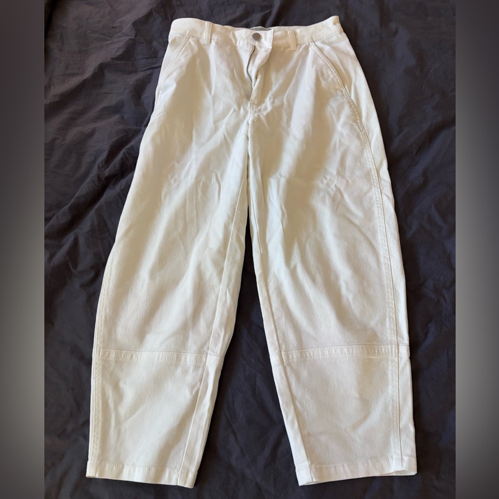 Everlane white barrel leg jeans